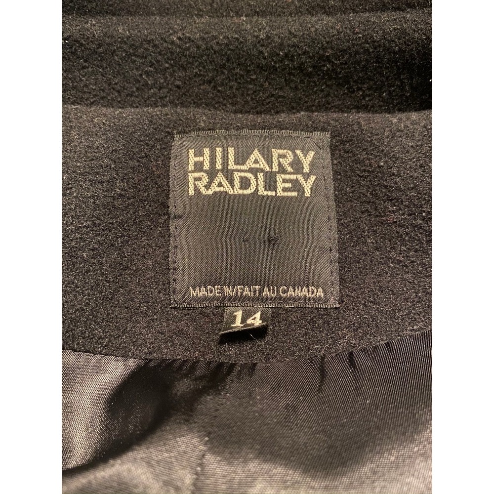 Hilary Radley Womens Black 100% Wool Long Overcoat Vintage Made in Canada 14 - Picture 5 of 5